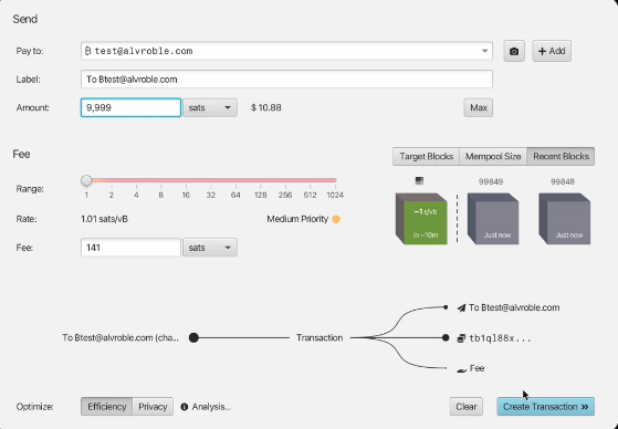 Sparrow Wallet Interface